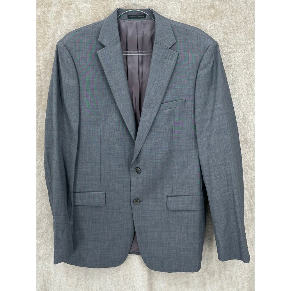 Calvin Klein Suit Jacket Mens 42L Gray 100% Wool‎ Blazer Classic Church Business